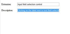 Input field selection control