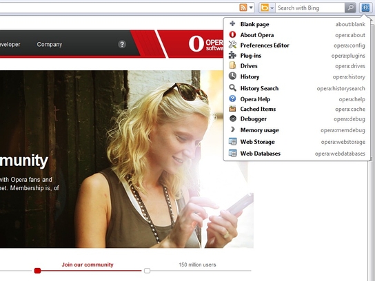 Opera Internal Pages