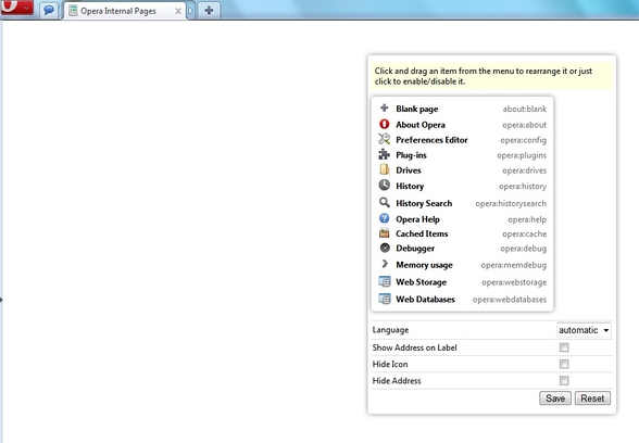 Opera Internal Pages