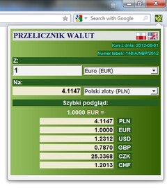 Kursy walut NBP