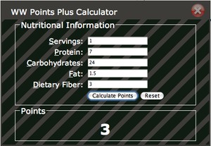WW Points Points Plus Calculator