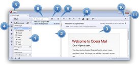 The parts of the Opera Mail window