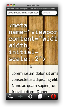 screenshot of page with an initial scale of 2