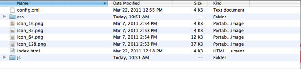 Files inside the geolocator widget file