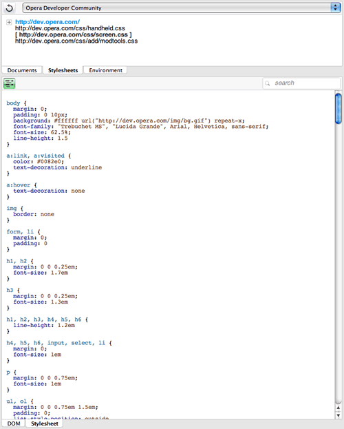 Examining stylesheets