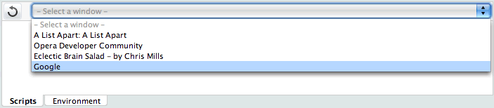 the web sites appear in the Dragonfly site information window