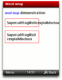 Word-wrap demo on Opera Mobile 10 beta