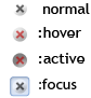 Images depicting normal, hover, active and focus states for buttons