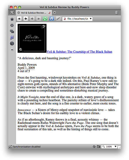 The default rendering of the hReview content