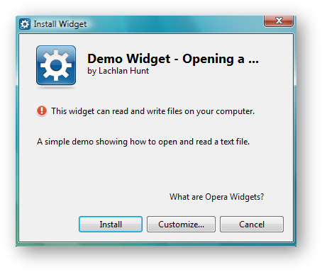 The widget File I/O dialog box The widget File I/O dialog box