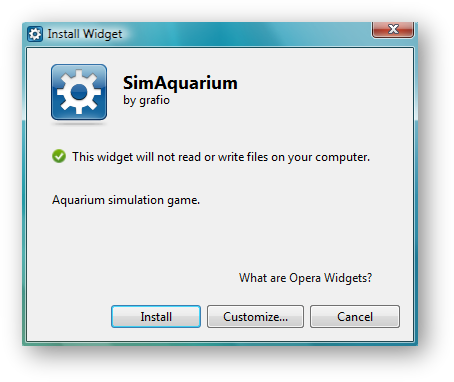 The Widget installation dialog box for Windows The Widget installation dialog box for Windows