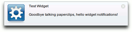 A sample widget notification A sample widget notification