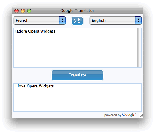 An example of application Mode on a widget An example of application Mode on a widget