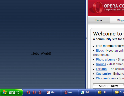 An unstyled Opera Widget appearing on the desktop.