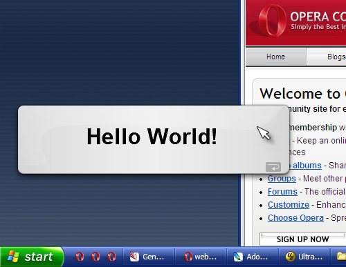 Hello World! when hovered
