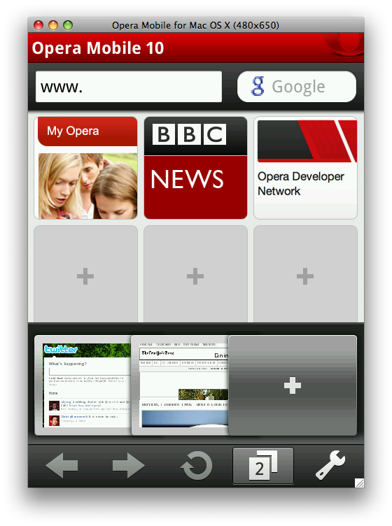 Opera Mobile running on Mac