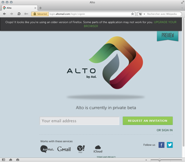 Alto displaying fine in Opera, once we've set it to mask as Firefox