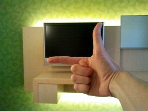 Using your hand to estimate a TV screen's viewing size