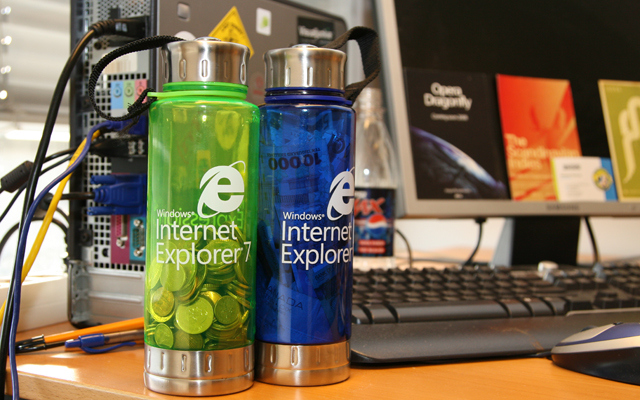 David's money from trips abroad in Internet Explorer bottles