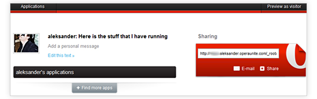 The new Opera Unite UI