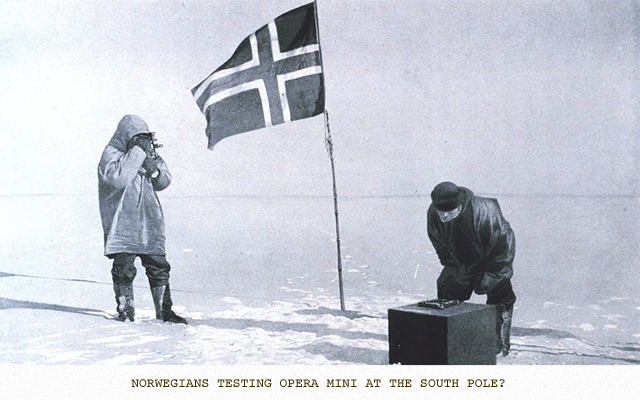 Norwegians testing Opera Mini at the the South Pole