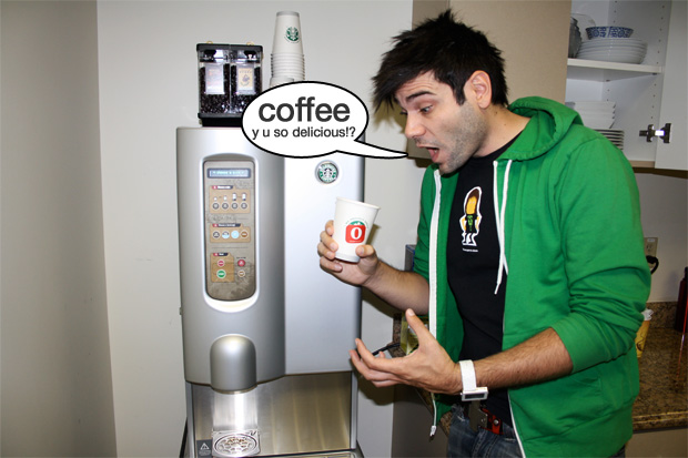 Ed drinking coffee
