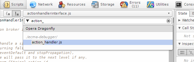 The improved script selection drop-down, showing the new filter functionality