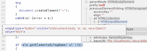 Function evaluation showing the result in the tooltip