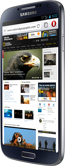 Samsung Galaxy S4 with Opera for Android
